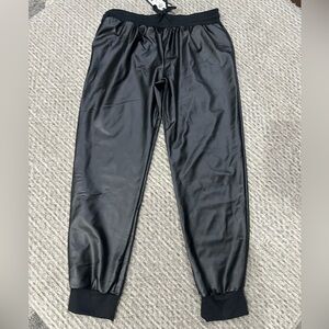 HEIMISH U.S.A. Black Faux Leather Joggers, NWT!